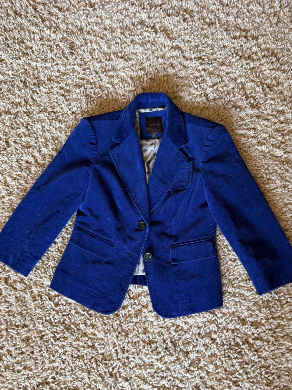 Vintage The Limited Cobalt Blue Corduroy Blazer XS
